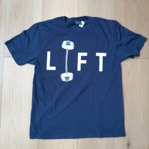 New Large LIFT Weight Lifting Navy Blue T-Shirt